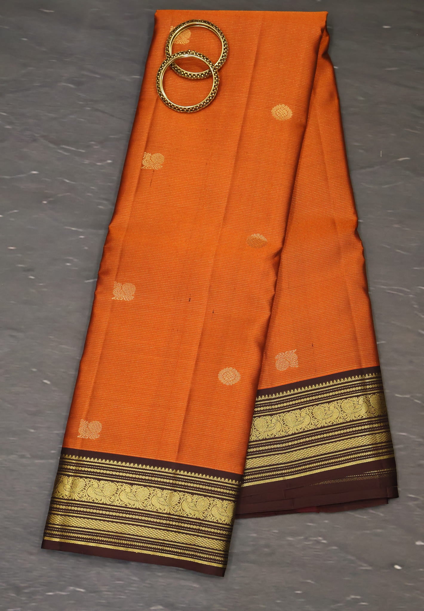 Pure Kanchipuram Silk Saree -Honey Brown