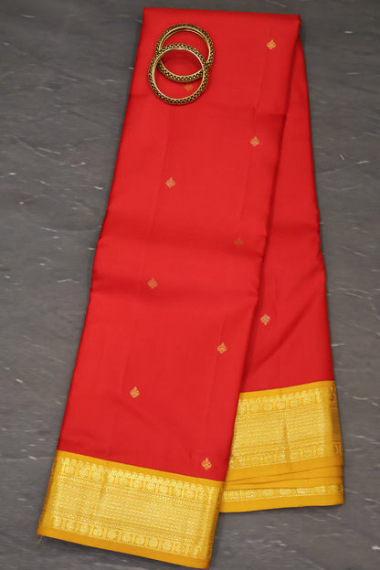 Pure Kanjivaram Silk Saree -Red Mustard