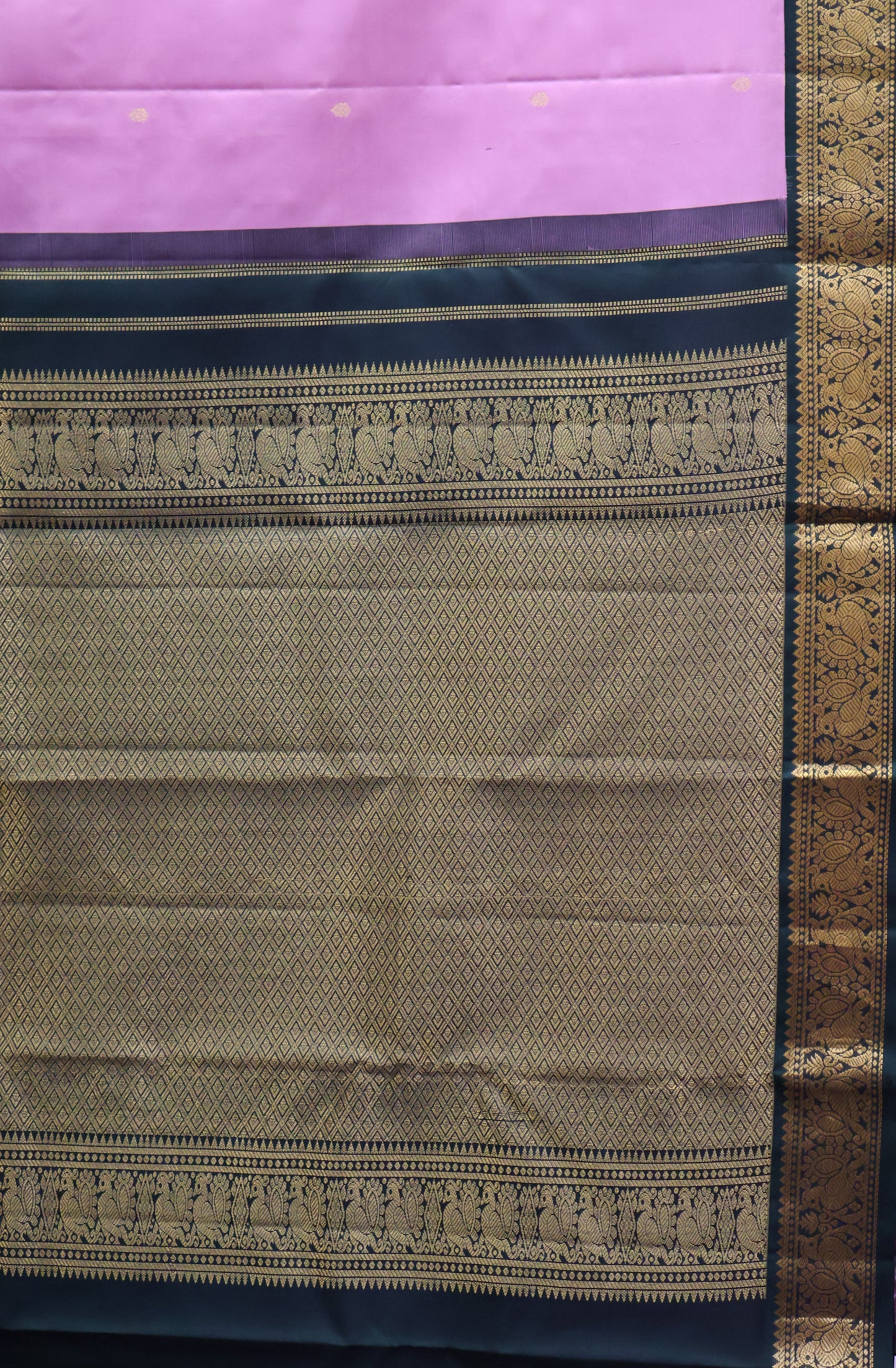 Pure Kanjivaram Silk Saree -Onion Pink With Green