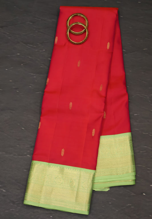 Pure Kanjivaram Silk Saree -Redish Pink