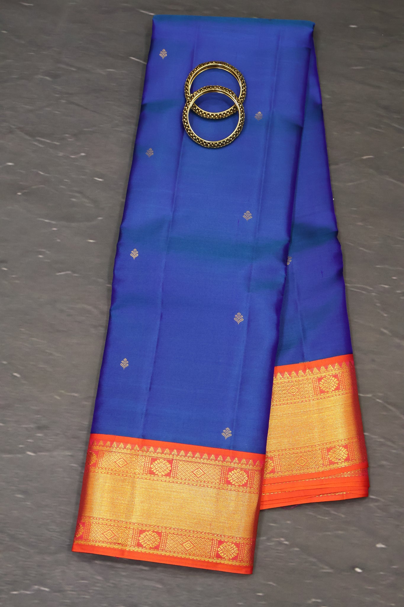 Pure Kanchipuram Silk Saree -Peacock Blue