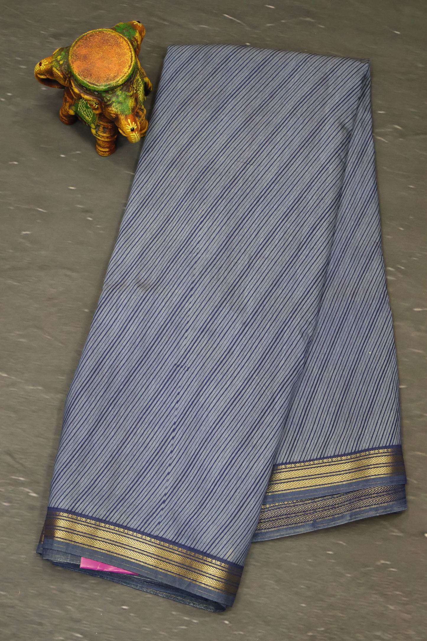 Viscose Saree-Blue Line Pattern