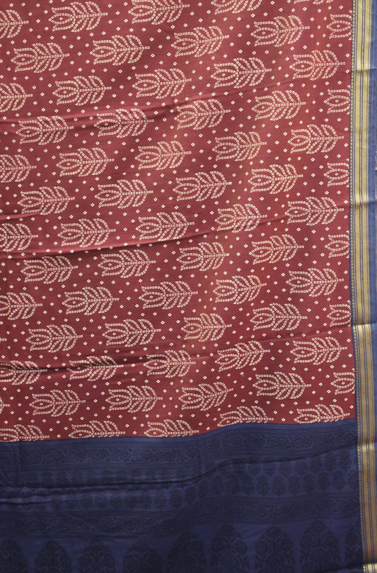 Viscose Saree-Arakku Lotus Bandhini Print