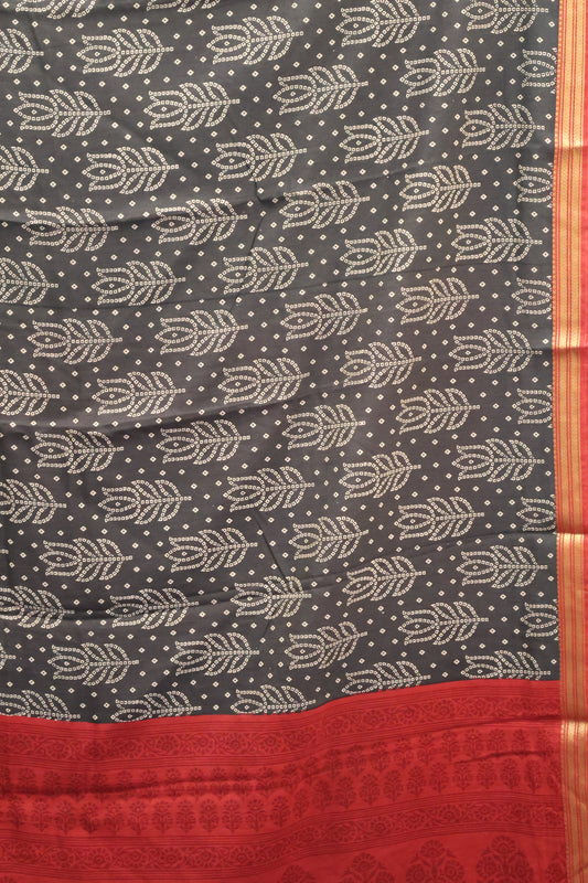 Viscose Saree-Black Lotus Bandhini Print
