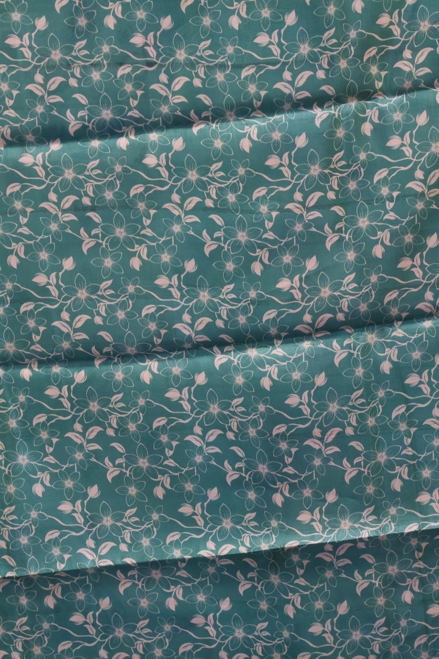 Tussar Silk Saree-Green Digital Floral Print