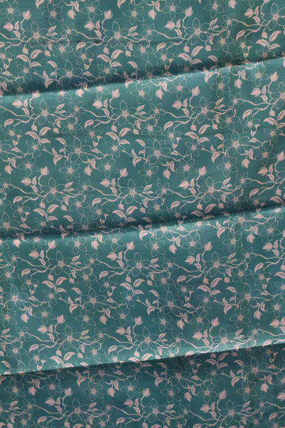 Tussar Silk Saree-Green Digital Floral Print