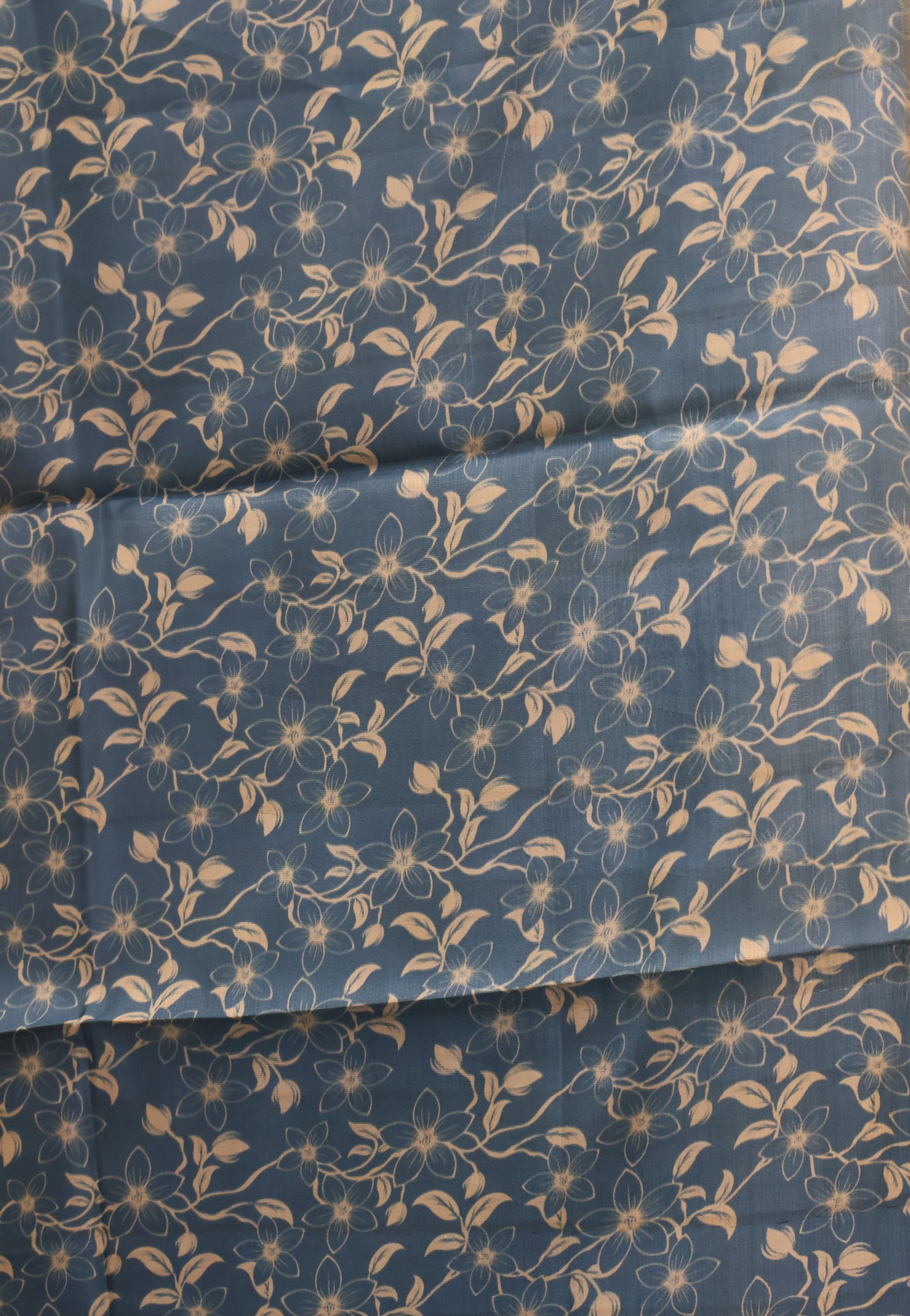 Tussar Silk Saree-Blue Digital Floral Print