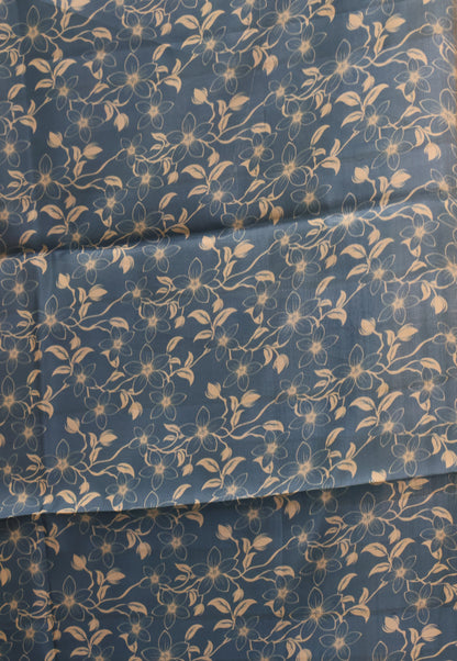 Tussar Silk Saree-Blue Digital Floral Print