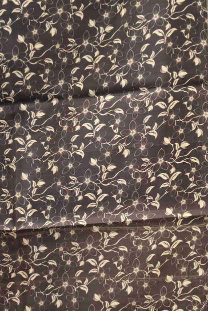 Tussar Silk Saree-Black Digital Floral Print