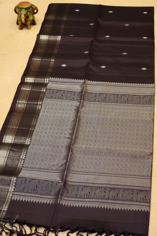 Pure Soft Silk Saree - Purple peacock