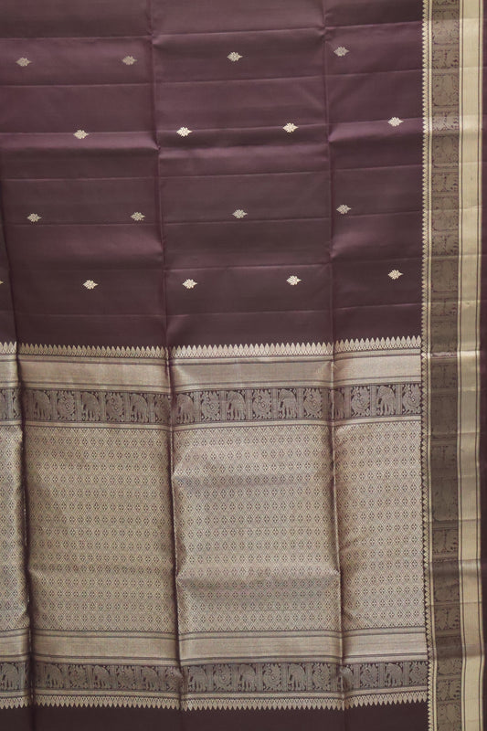 Pure Soft Silk Saree - Purple peacock