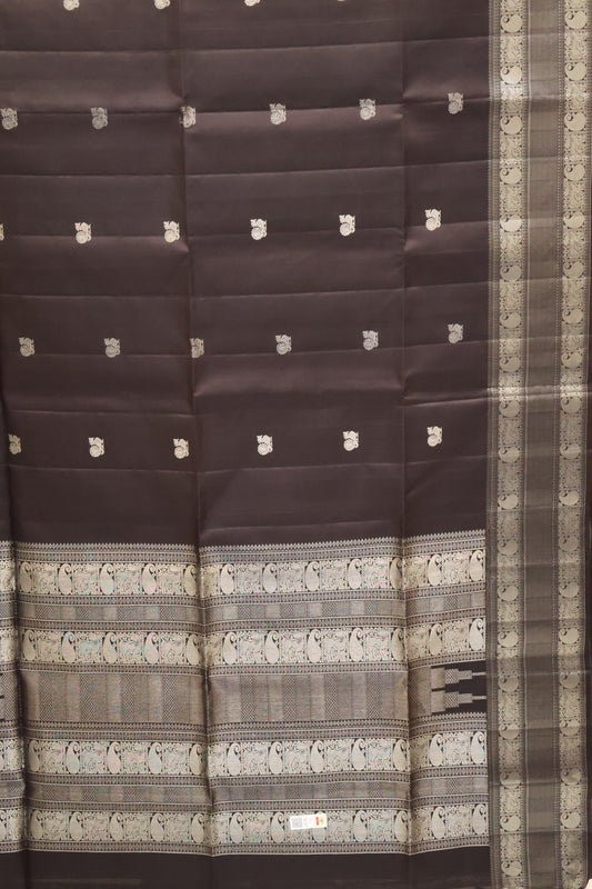 Pure Soft Silk Saree - brown peacock