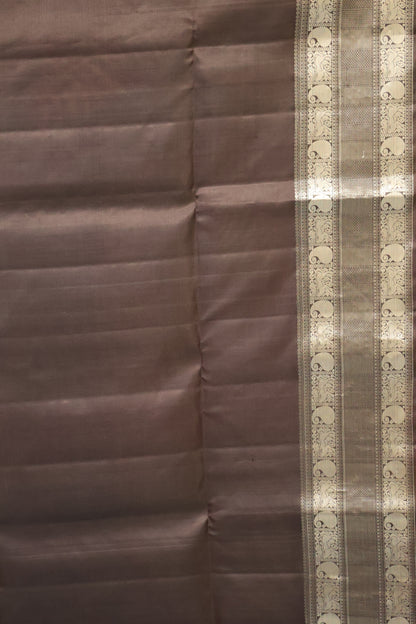 Pure Soft Silk Saree - brown peacock