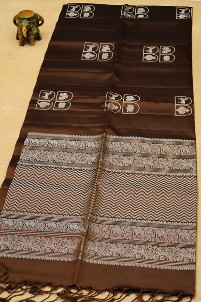Pure Soft Silk Saree - brown Horse