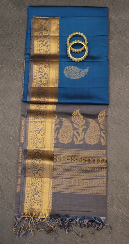 Pure Soft Silk Saree -Peacock Blue