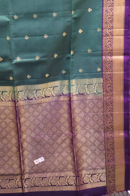 Pure Soft Silk Saree-Metalic Green-Voilet