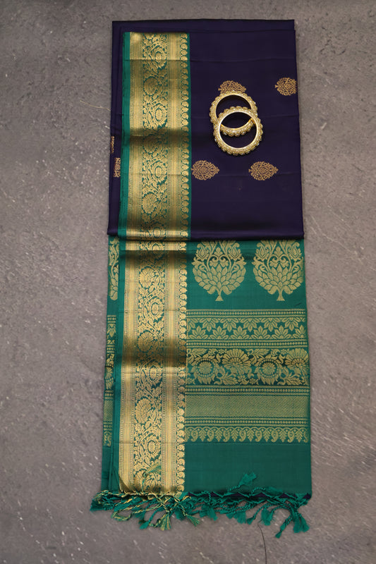 Pure Soft Silk Saree -Navy Blue