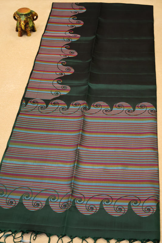 Pure Soft Silk Saree- Bottle Green