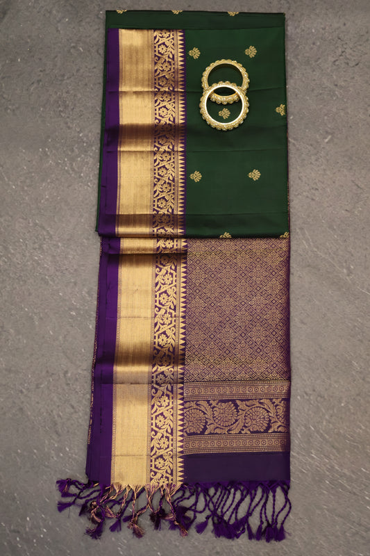 Pure Soft Silk Saree -Grass Green