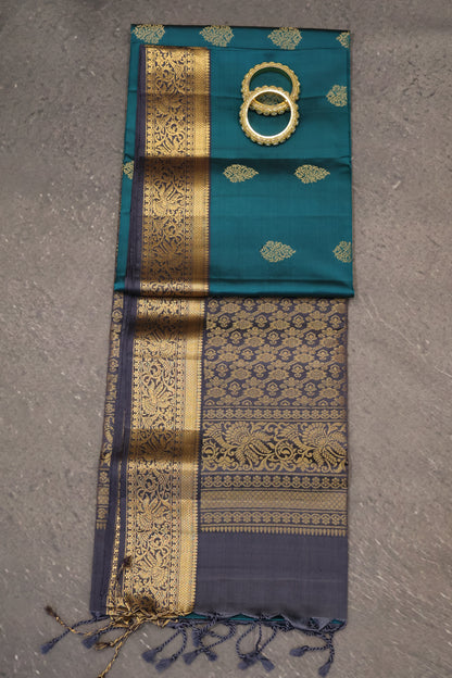 Pure Soft Silk Saree -Peacock Green