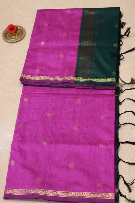Maheswari Cotton Saree - Star Buta Pink