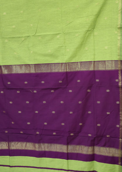 Maheswari Cotton Saree -Green Purple