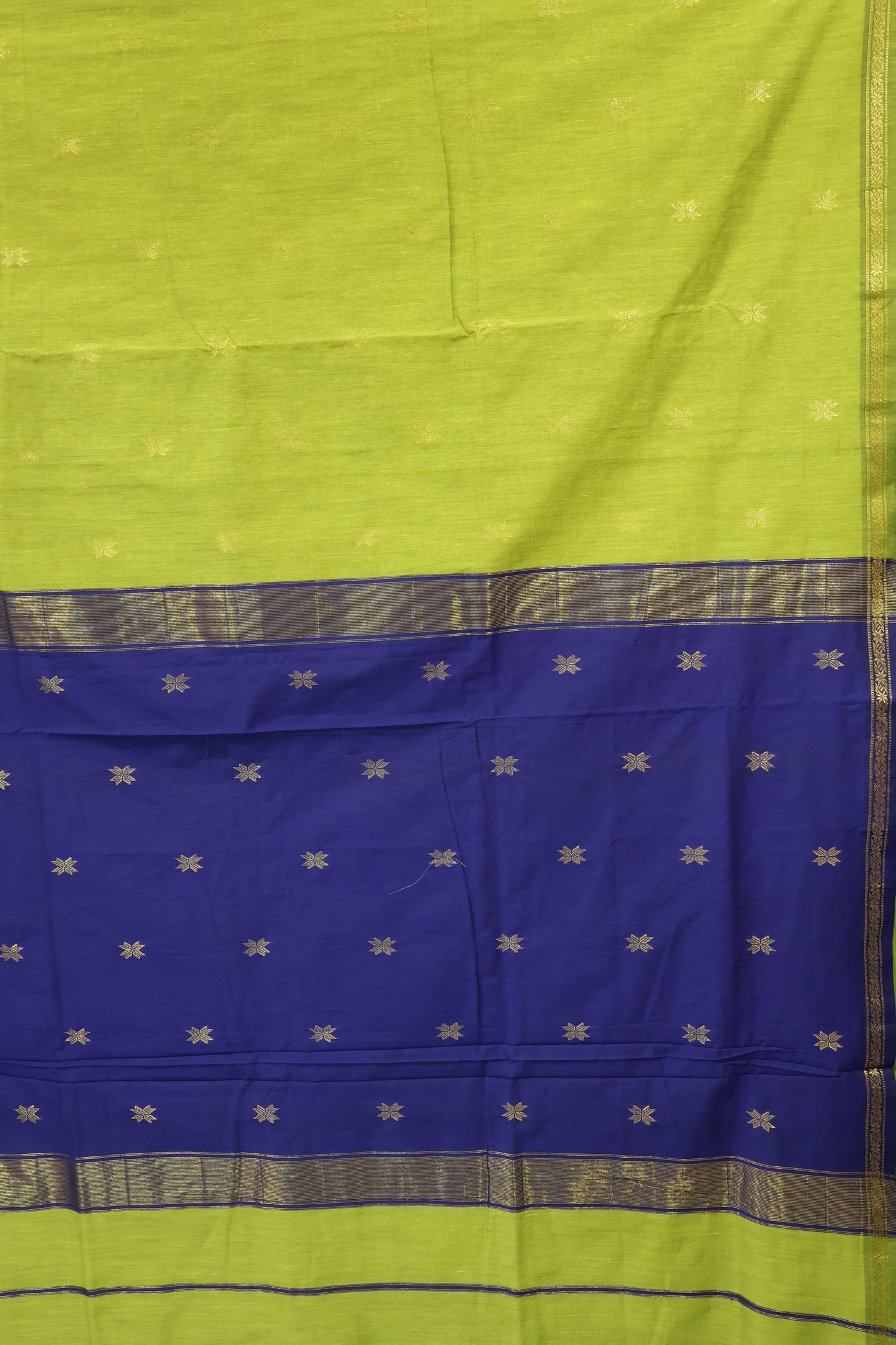 Maheswari Cotton Saree - Star Green Blue