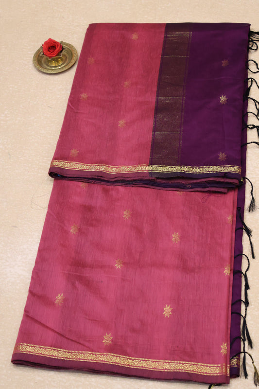 Maheswari Cotton Saree - Star Dark Pink