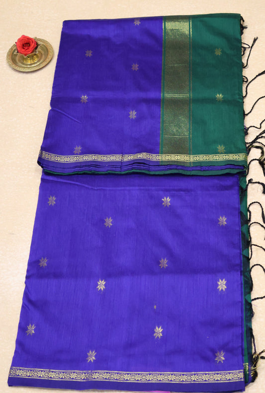 Maheswari Cotton Saree - Star Ink Blue