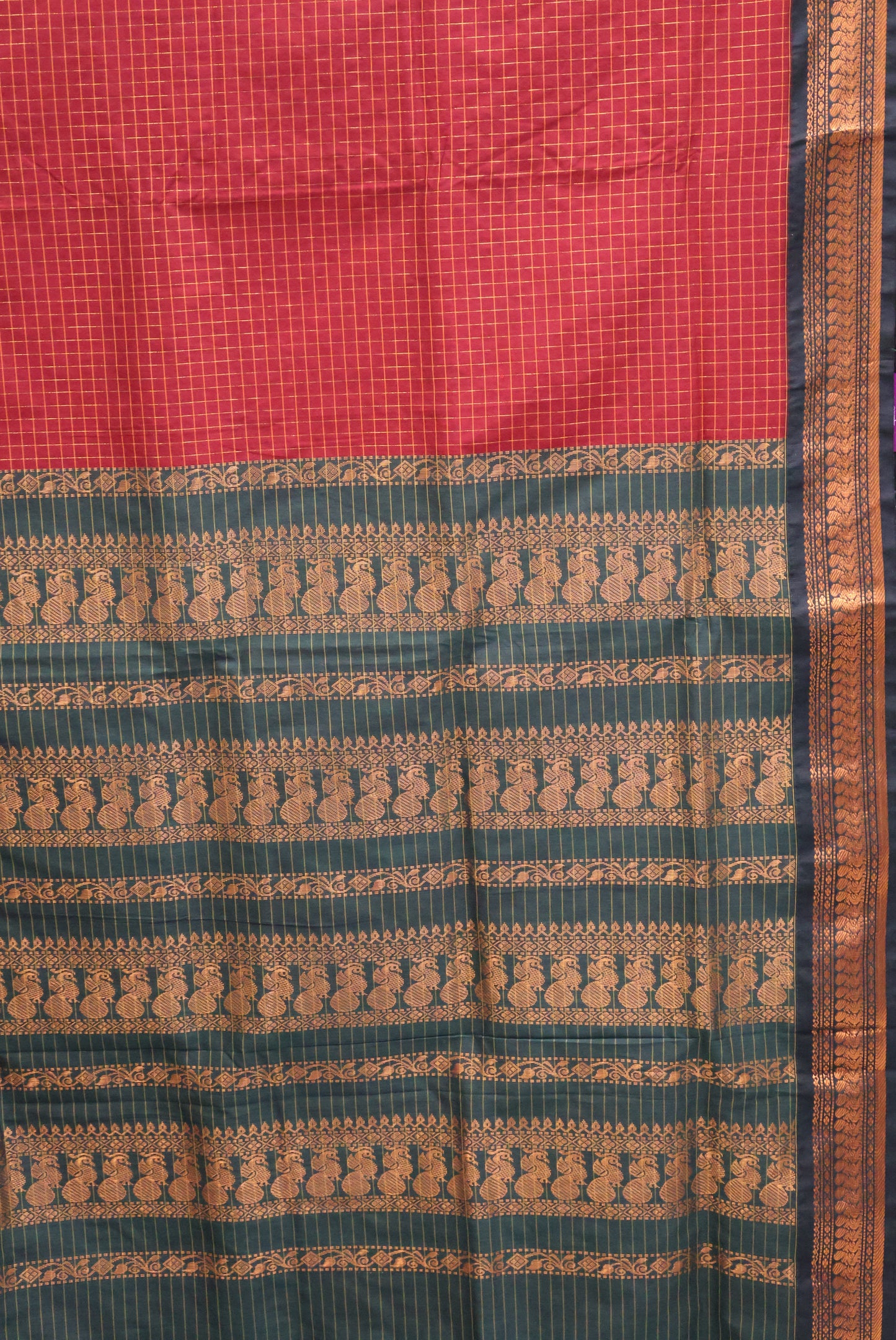 Kalyani Cotton-Checkred Araku