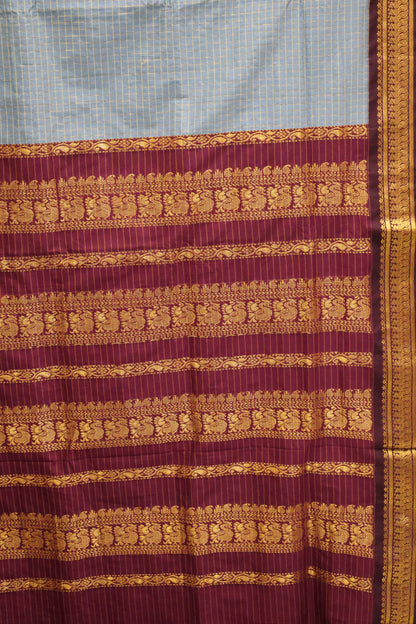 Kalyani Cotton-Checkred Sky Blue