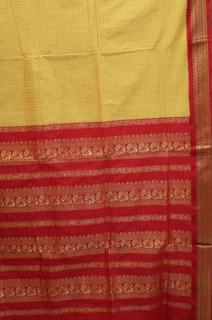 Kalyani Cotton-Checkred Yellow