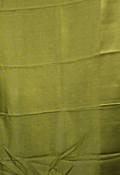 Banarasi Tussar Saree-Lite Green Round Butta