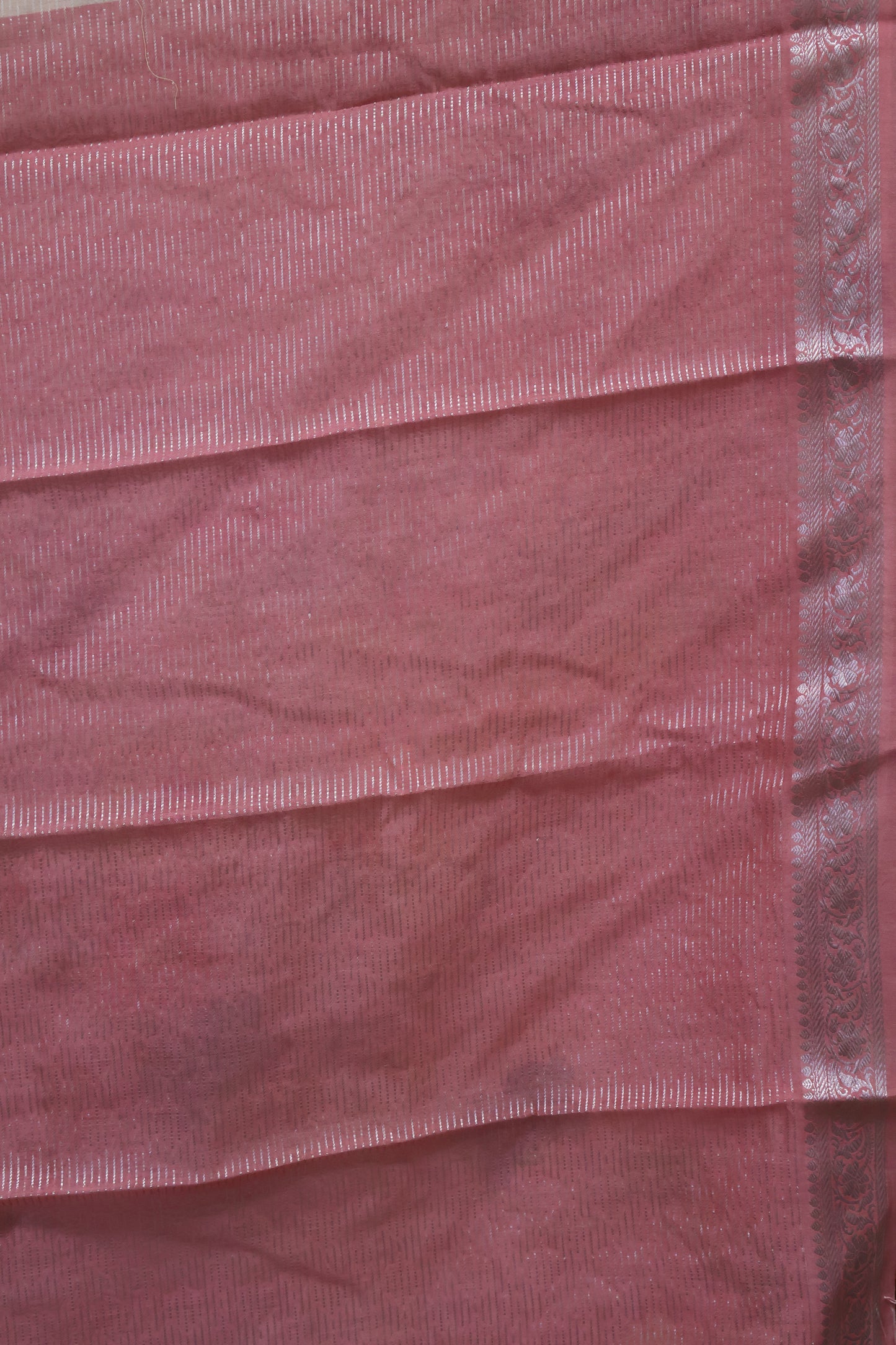 Chanderi Saree Pichwai Print -Pink Zari Line