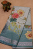 Chanderi Saree Pichwai Print -Green Zari Line thumbnail