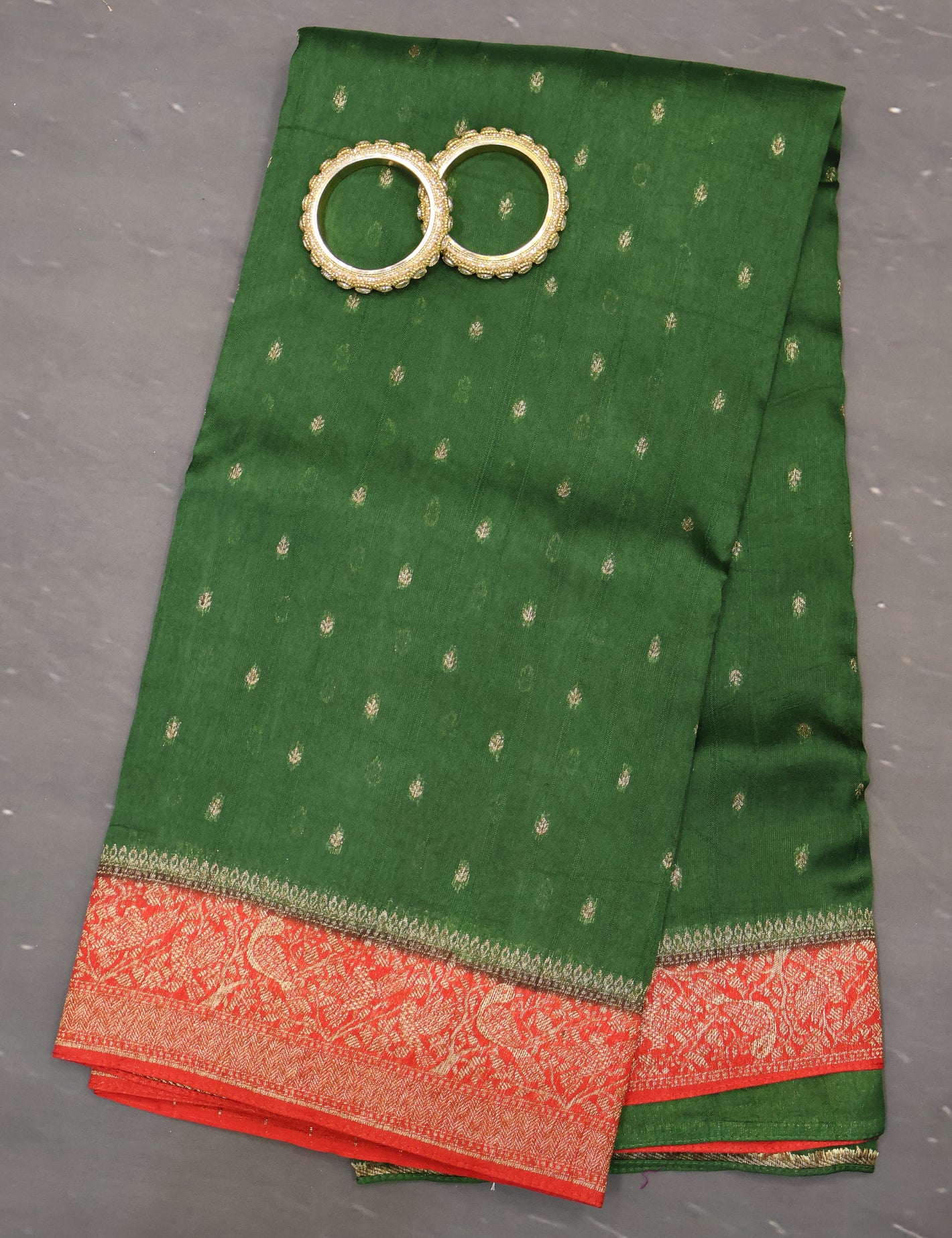 Banarasi Tussar Saree- Green Sparrow Zari