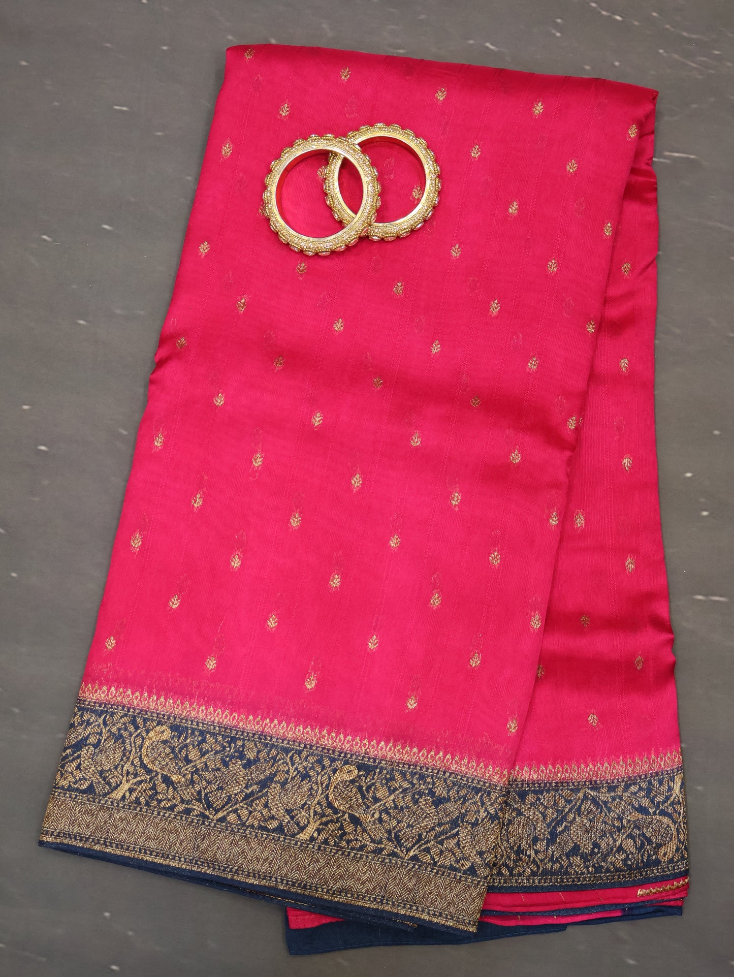 Banarasi Tussar Saree-Rani pink Sparrow Zari