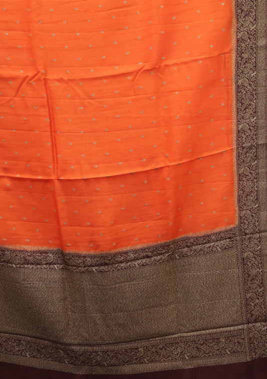 Banarasi Tussar Saree-Orange Sparrow Zari