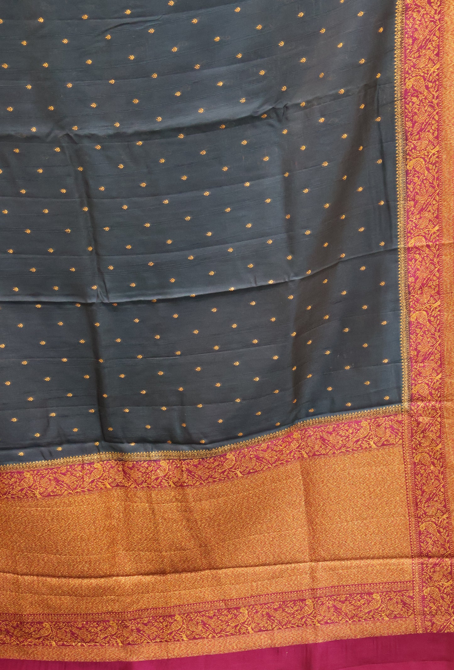 Banarasi Tussar Saree-Peacock Blue Sparrow Zari