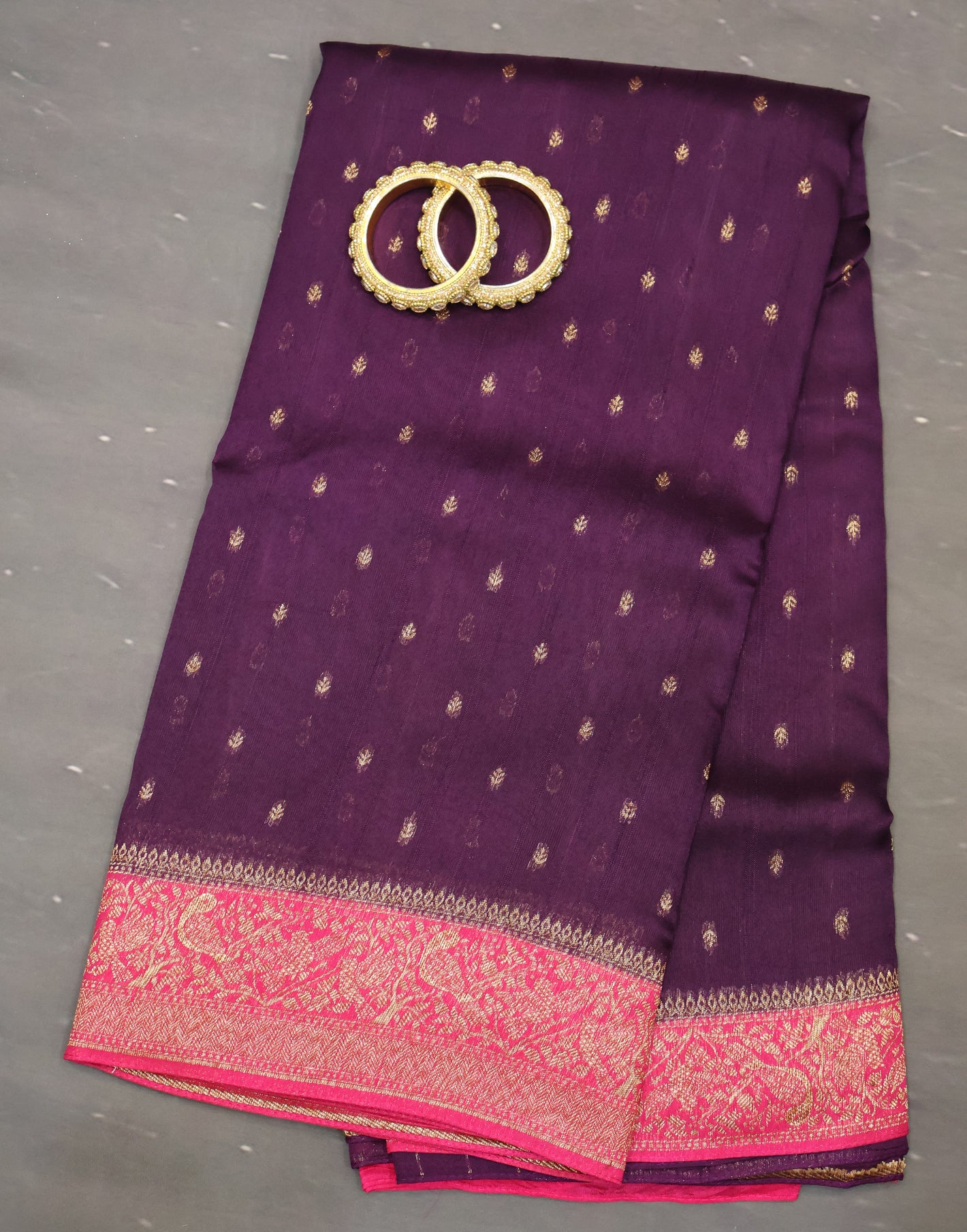 Banarasi Tussar Saree-Dark Purple Sparrow Zari
