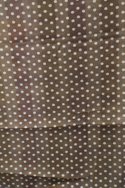 Semi Chanderi Saree-Khaki Vertical Pattern