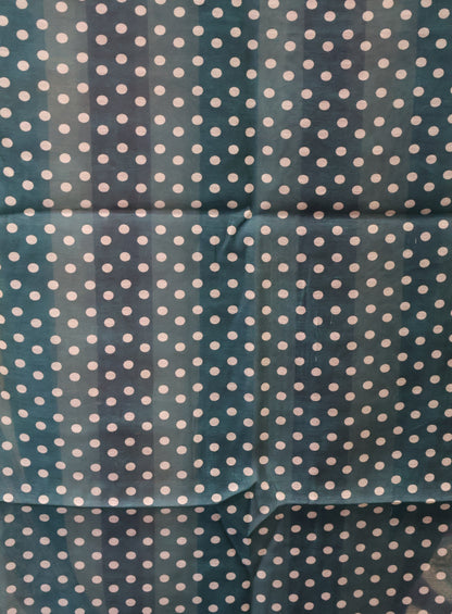 Semi Chanderi Saree-Green Vertical Pattern