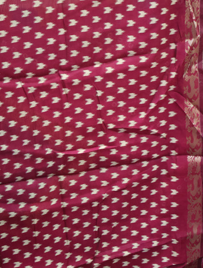 Malai Cotton Saree-Wine Bandhani Deer Pattern