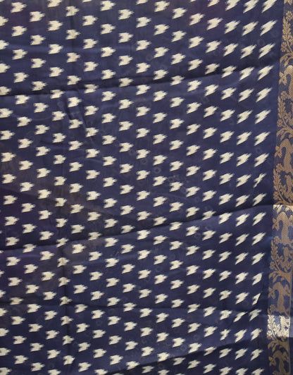 Malai Cotton Saree-Navy Blue Bandhani Deer Pattern