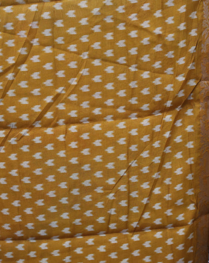 Malai Cotton Saree-Mustard Bandhani Deer Pattern