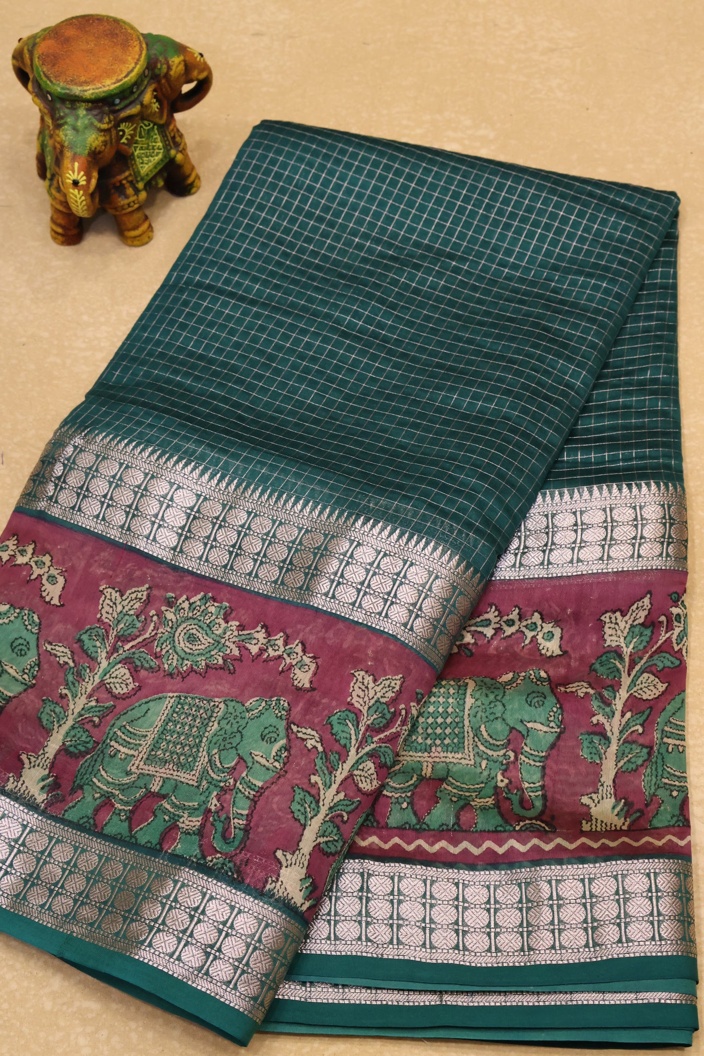 Pure Chanderi -Green Elephnt