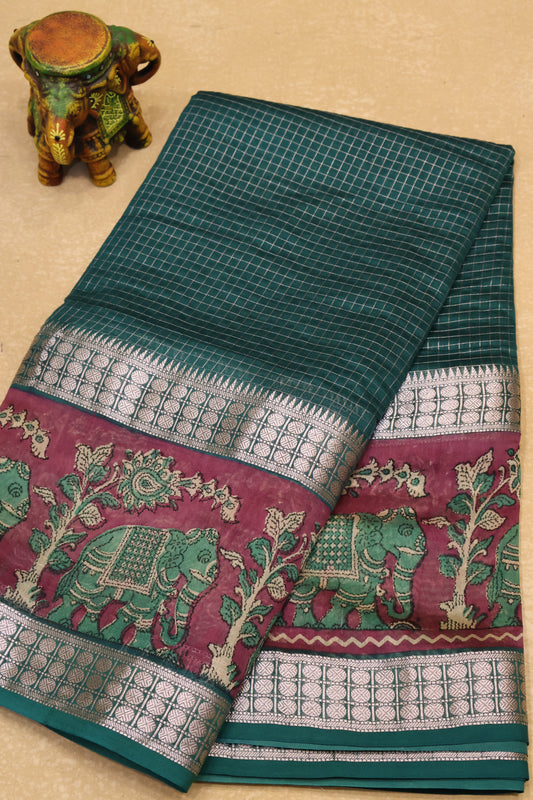 Pure Chanderi -Green Elephnt
