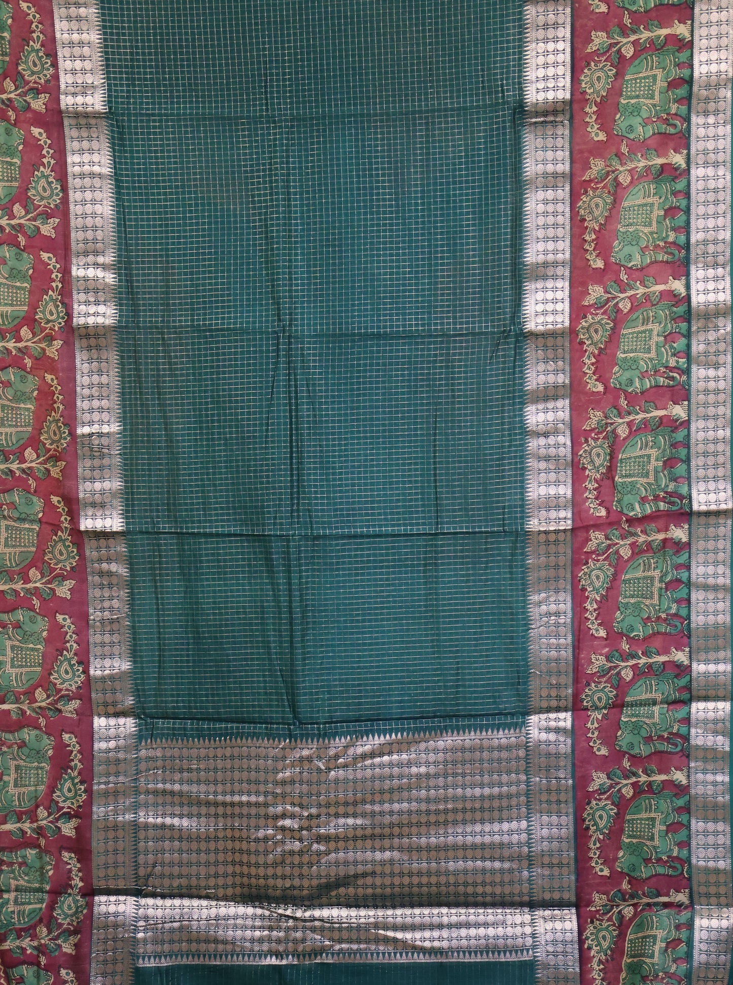 Pure Chanderi -Green Elephnt