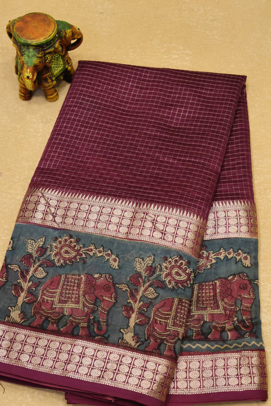 Pure Chanderi -Green Wine Elephnt