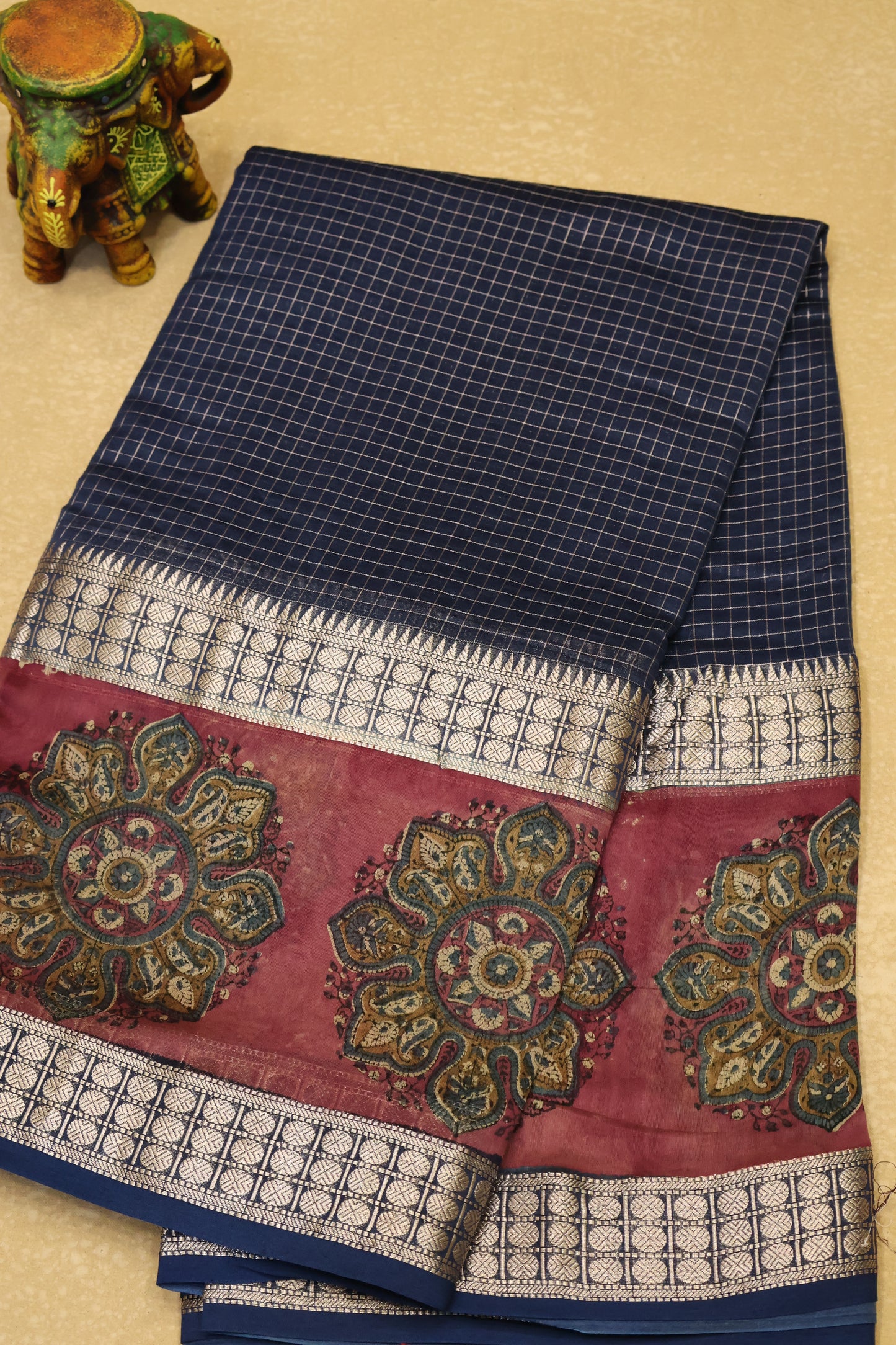 Pure Chanderi -Peacock Blue
